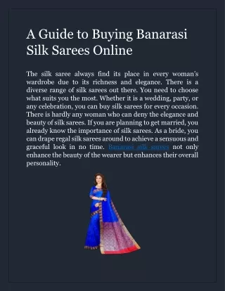 Guide to Buying Banarasi Silk Sarees Online