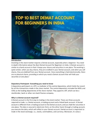 Best Demat Account for Beginners in India