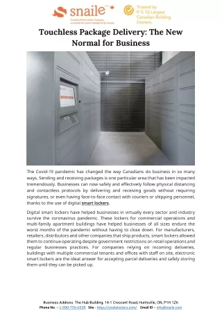 Touchless Package Delivery The New Normal for Business