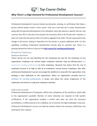 why t here s a high demand for professional