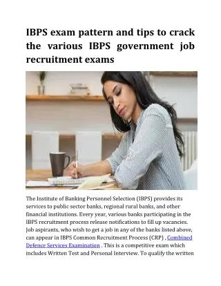 IBPS exam pattern and tips to crack the various IBPS government job recruitment exams