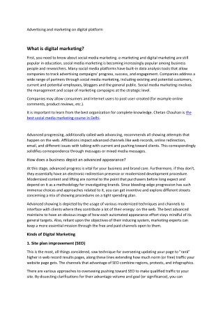 Advertising and marketing on digital platform