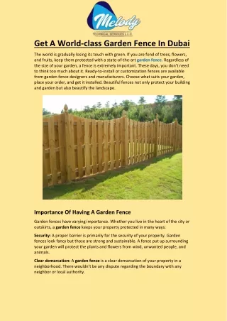 get a world class garden fence in dubai