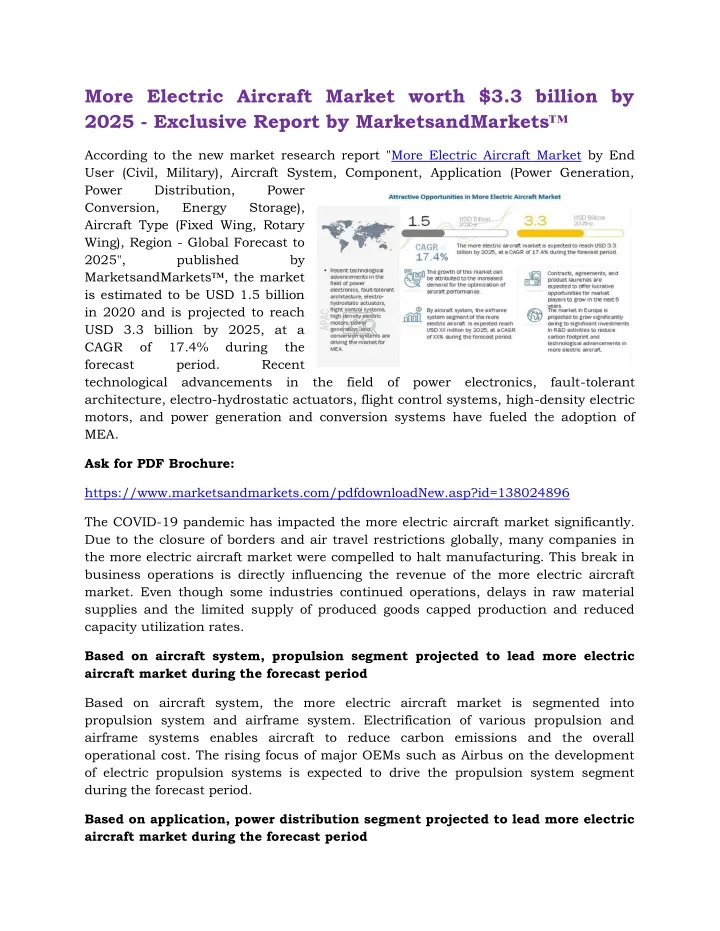 more electric aircraft market worth 3 3 billion