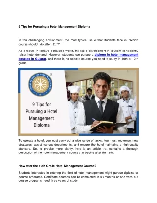 9 Tips for Pursuing a Hotel Management Diploma