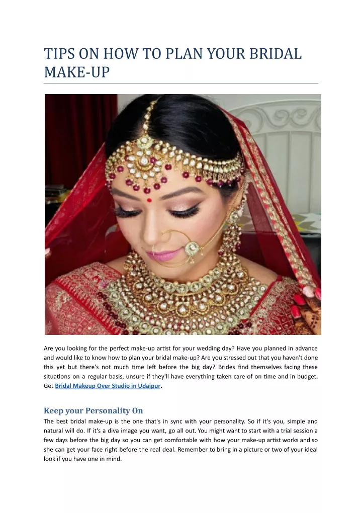 tips on how to plan your bridal make up