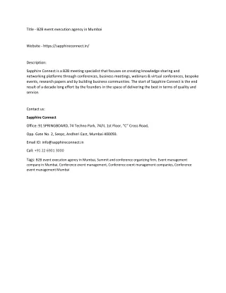 title b2b event execution agency in mumbai