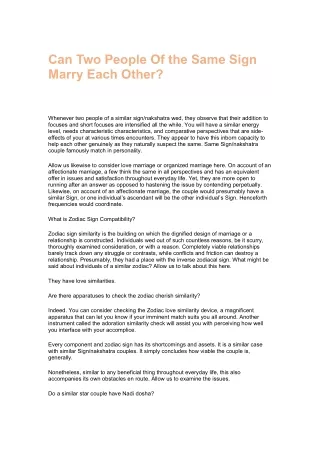 can two people of the same sign marry each other