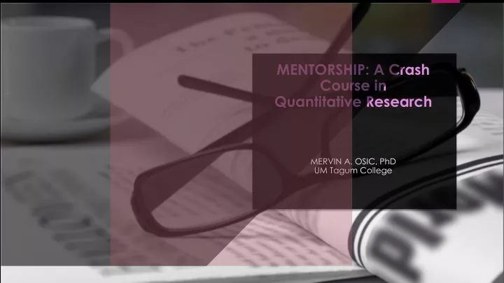 mentorship a crash course in quantitative research