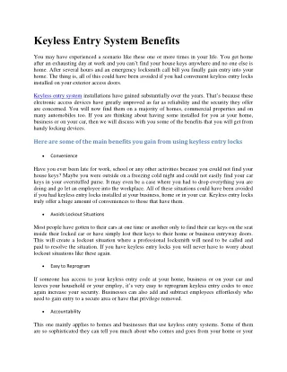keyless entry system benefits