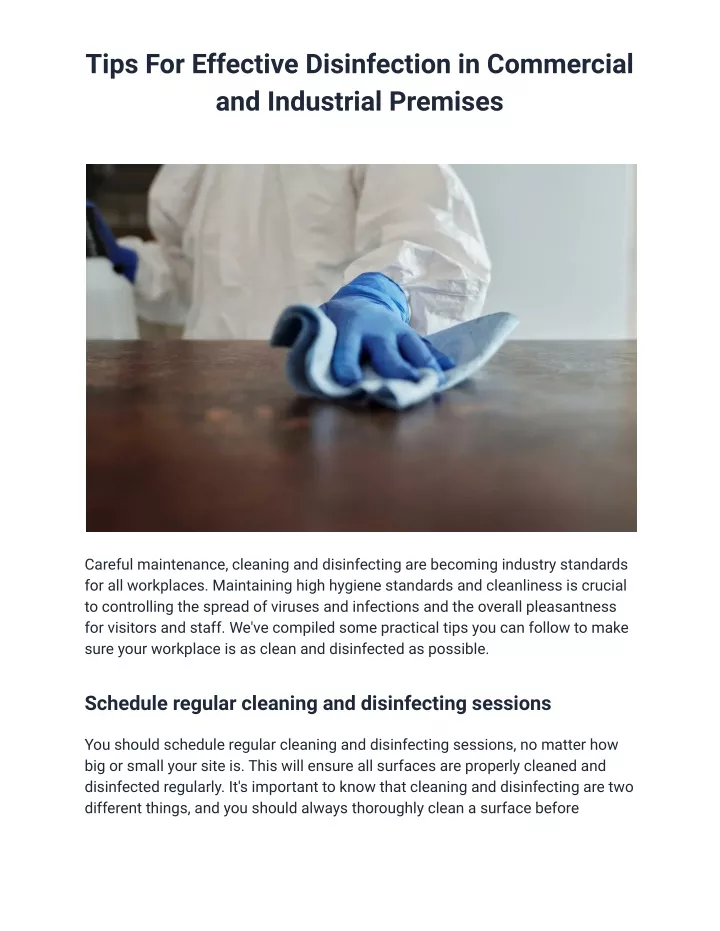 tips for effective disinfection in commercial