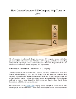 how can an outsource seo company help yours