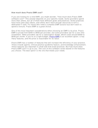 how much does praxis emr cost