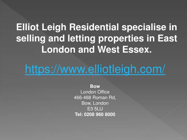 elliot leigh residential specialise in selling