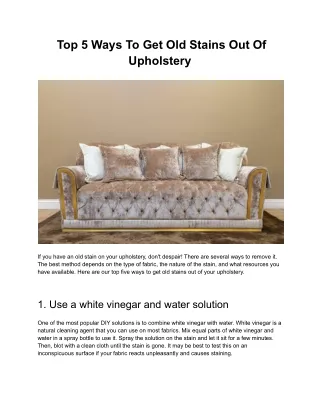 Top 5 Ways To Get Old Stains Out Of Upholstery
