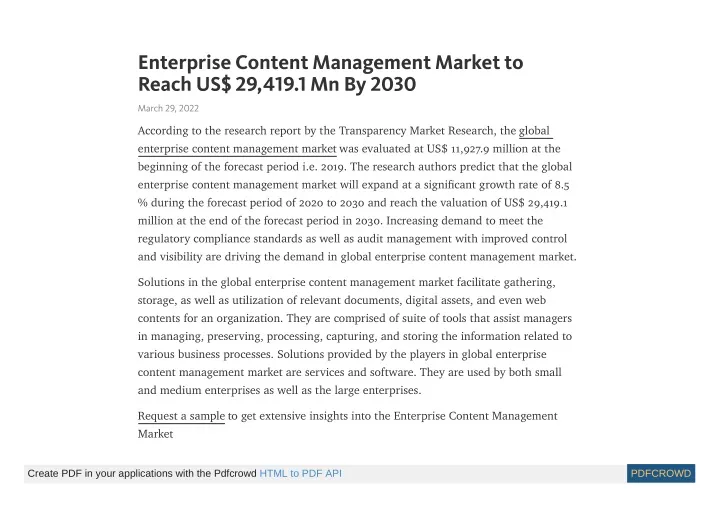 enterprise content management market to reach
