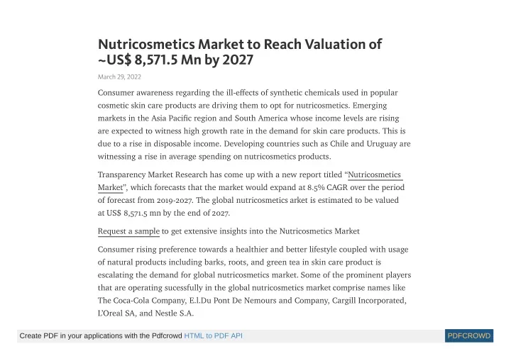 nutricosmetics market to reach valuation