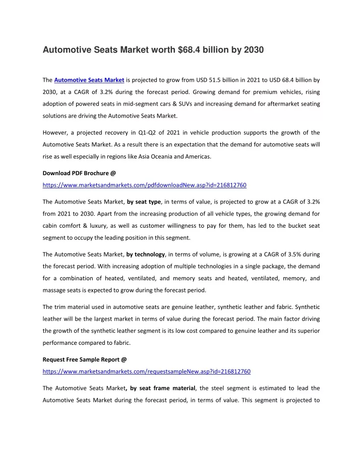 automotive seats market worth 68 4 billion by 2030