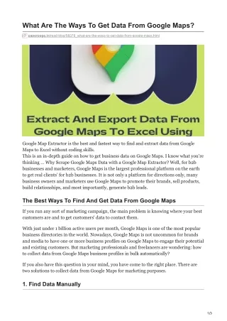 what are the ways to get data from google maps