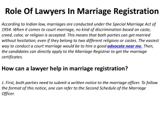 Role Of Lawyers In Marriage Registration