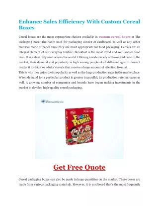 Enhance Sales Efficiency With Custom Cereal Boxes