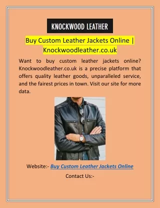 Buy Custom Leather Jackets Online  Knockwoodleather.co.uk