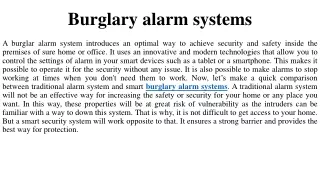 Burglary alarm systems