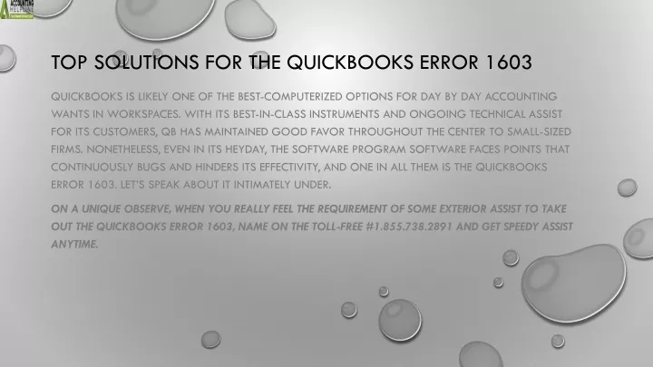 top solutions for the quickbooks error 1603