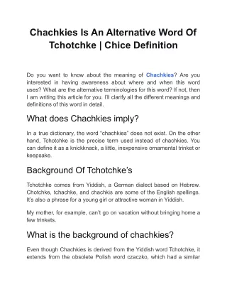Chachkies Is An Alternative Word Of Tchotchke _ Chice Definition