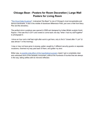 Chicago Bean - Posters for Room Decoration _ Large Wall Posters for Living Room