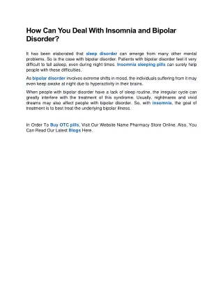 How Can You Deal With Insomnia and Bipolar Disorder