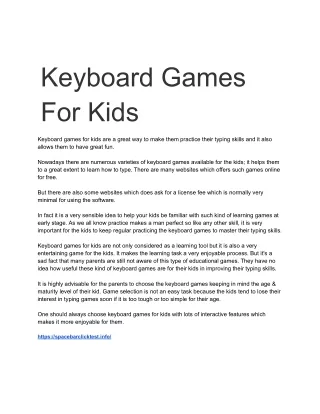 Keyboard Games For Kids