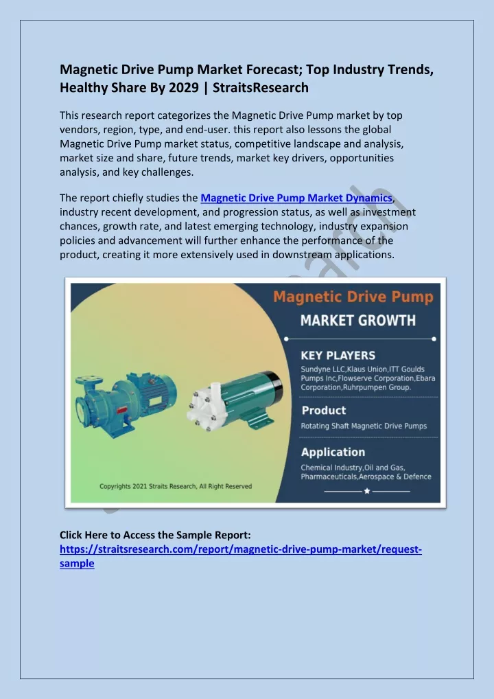 magnetic drive pump market forecast top industry