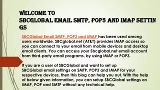 welcome to sbcglobal email smtp pop3 and imap