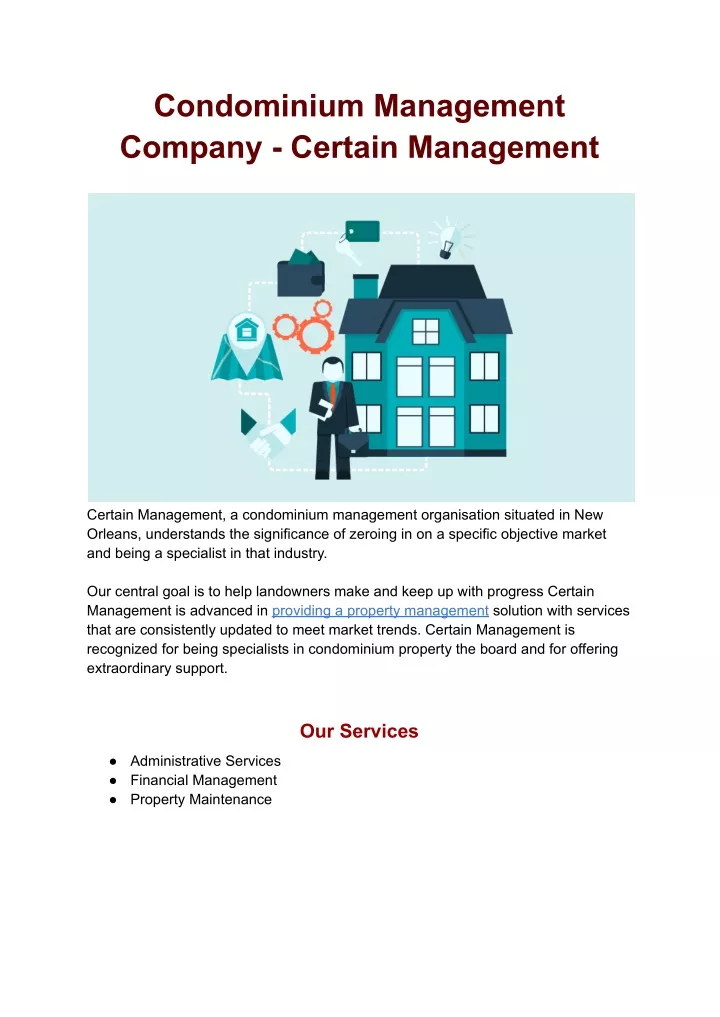 condominium management company certain management