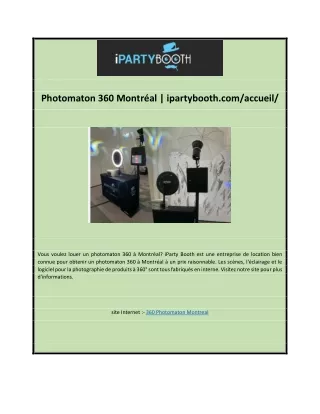 Photomaton 360 Montréal