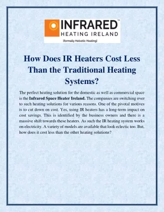 how does ir heaters cost less than