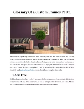 Glossary Of A Custom Frames Perth