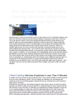 the ultimate guide to check cashing services