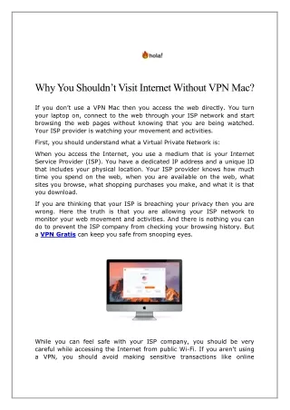 Why You Shouldn’t Visit Internet Without VPN Mac