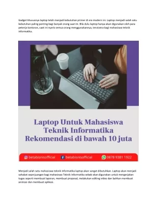 Laptop Untuk Mahasiswa Teknik Informatika Rekomendasi di bawah 10 juta
