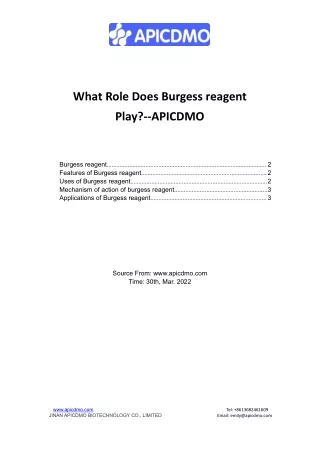 What Role Does Burgess reagent Play--APICDMO
