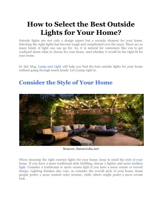 how to select the best outside lights for your