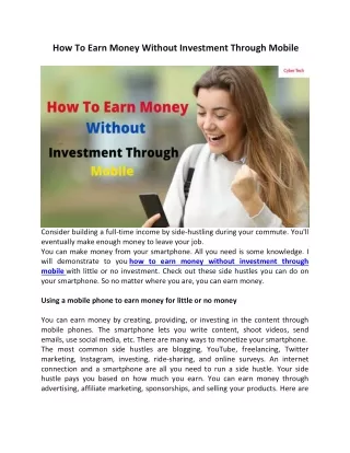 how to earn money without investment through