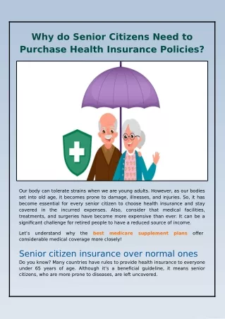 Why Is It Necessary For Senior Citizens To Have Health Insurance Policies?