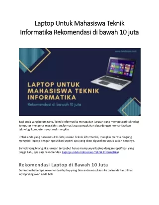 Laptop Untuk Mahasiswa Teknik Informatika Rekomendasi di bawah 10