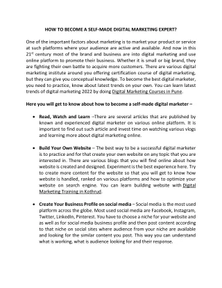 how to become a self made digital marketing expert
