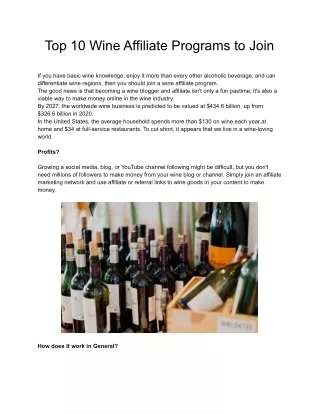 Top 10 Wine Affiliate Programs to Join