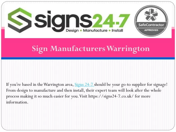 sign manufacturers warrington