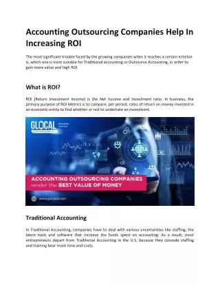 Accounting Outsourcing Companies Help In Increasing ROI